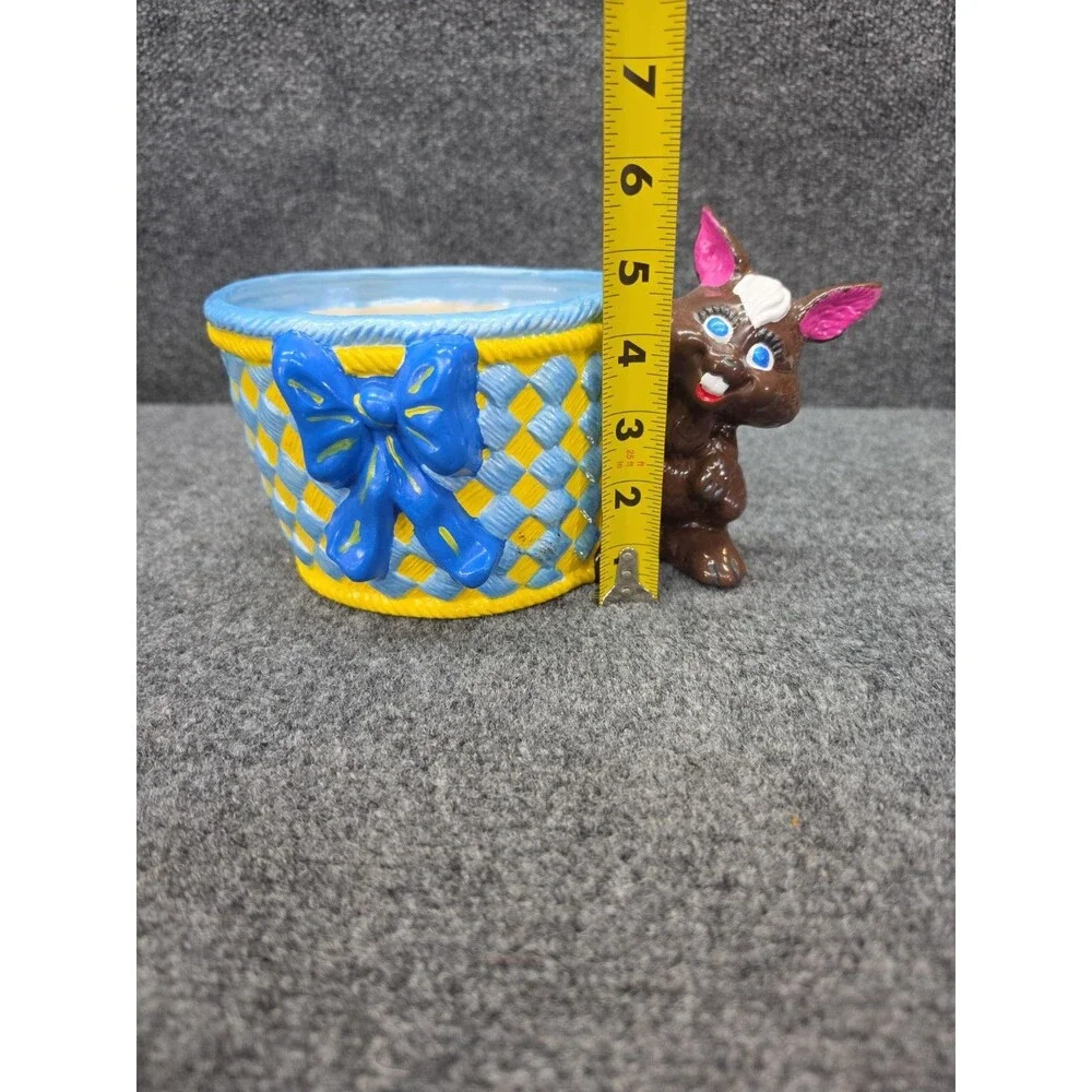 Vintage Kitchy Handmade Ceramic Easter Basket 10x6x5